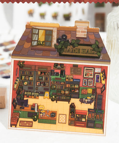 Micro-Diorama Collector's Pack DIY 3D Scene Stickers Miniature Bookshelf & Stuffed Friends