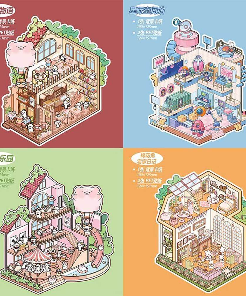 Cute Store 2.0 DIY 3D Scene Stickers 4 Cute Miniature Scenes