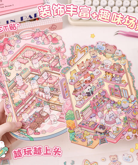 Bunny Land DIY 3D Scene Stickers 2 Cute Miniature Scenes