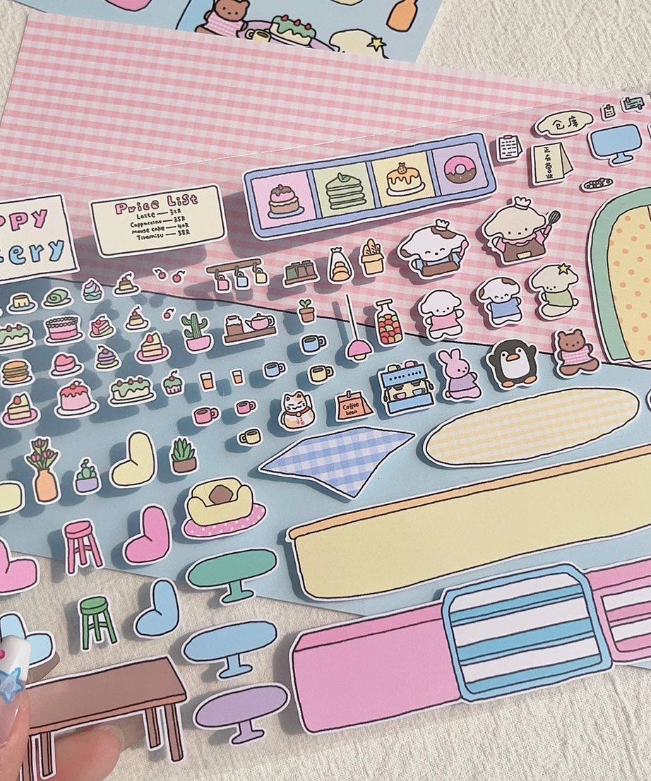 DIY Puppy Dessert House Amusement Park Sticker Scenes