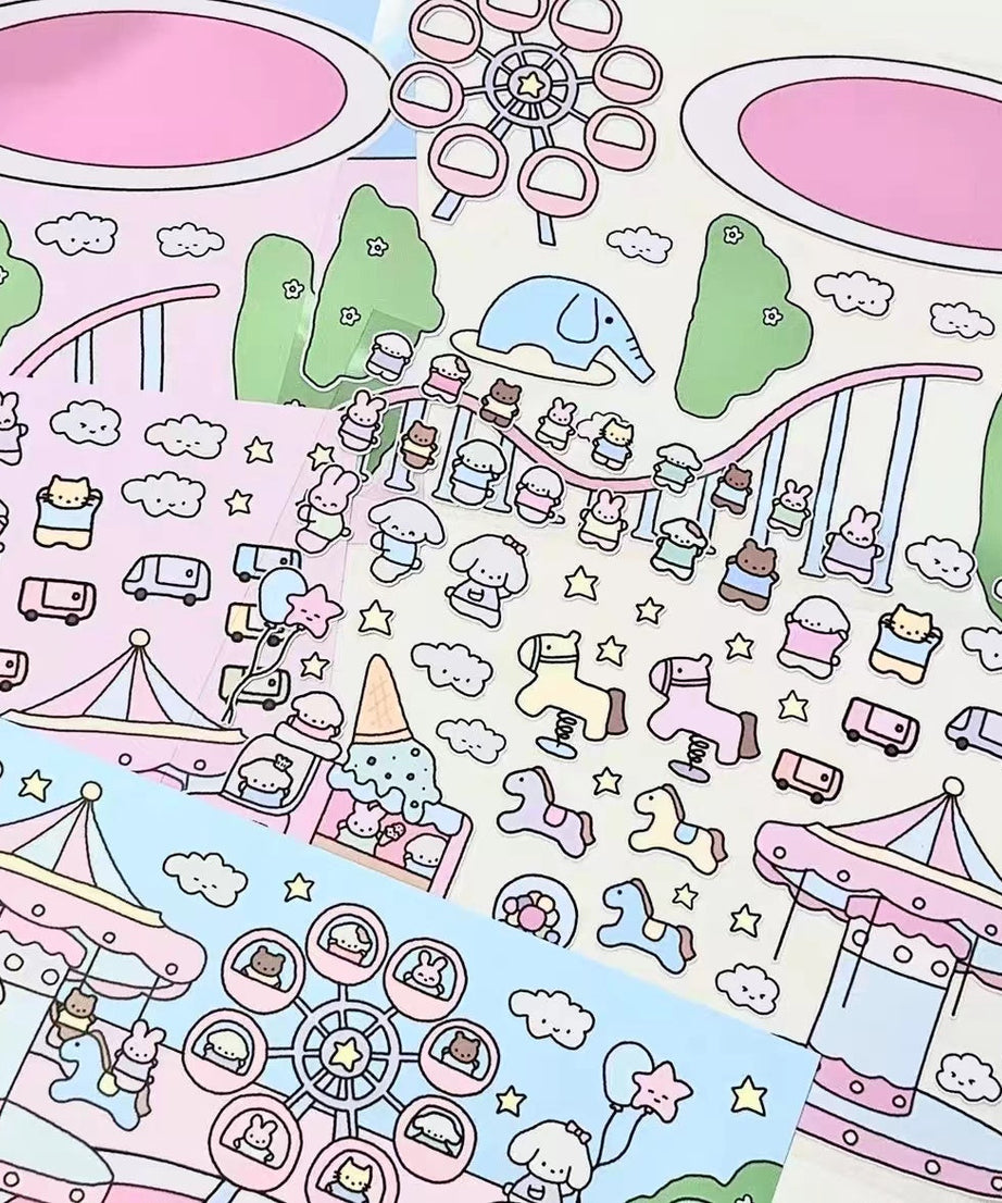 DIY Puppy Dessert House Amusement Park Sticker Scenes