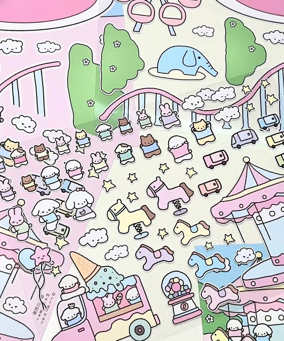 DIY Puppy Dessert House Amusement Park Sticker Scenes