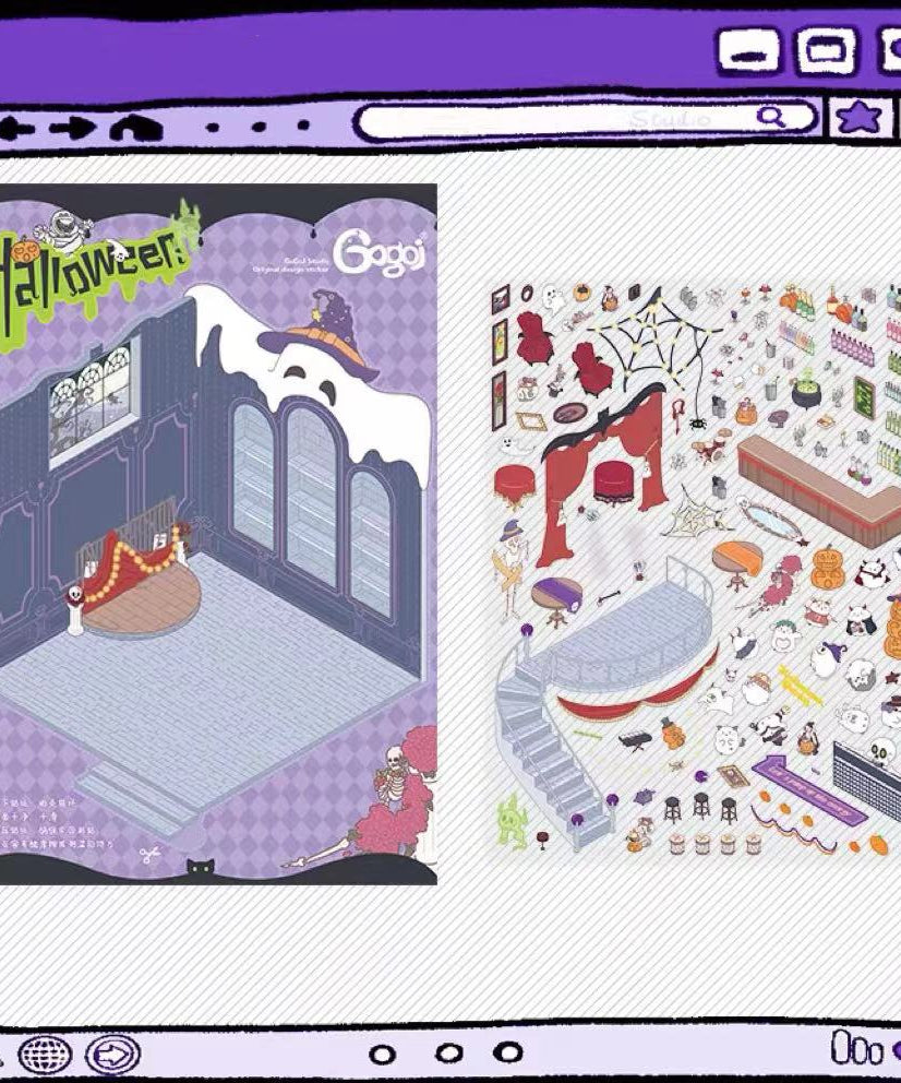 DIY 3D Sticker Scenes! Outdoor Party|Halloween|Apartment|Bakery Shop