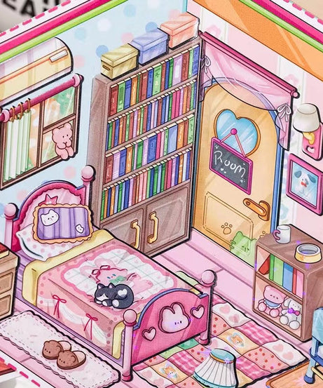 Business Simulation Game Sticker Scene Play Set, Clothing Store|Restaurant|Bakery Shop