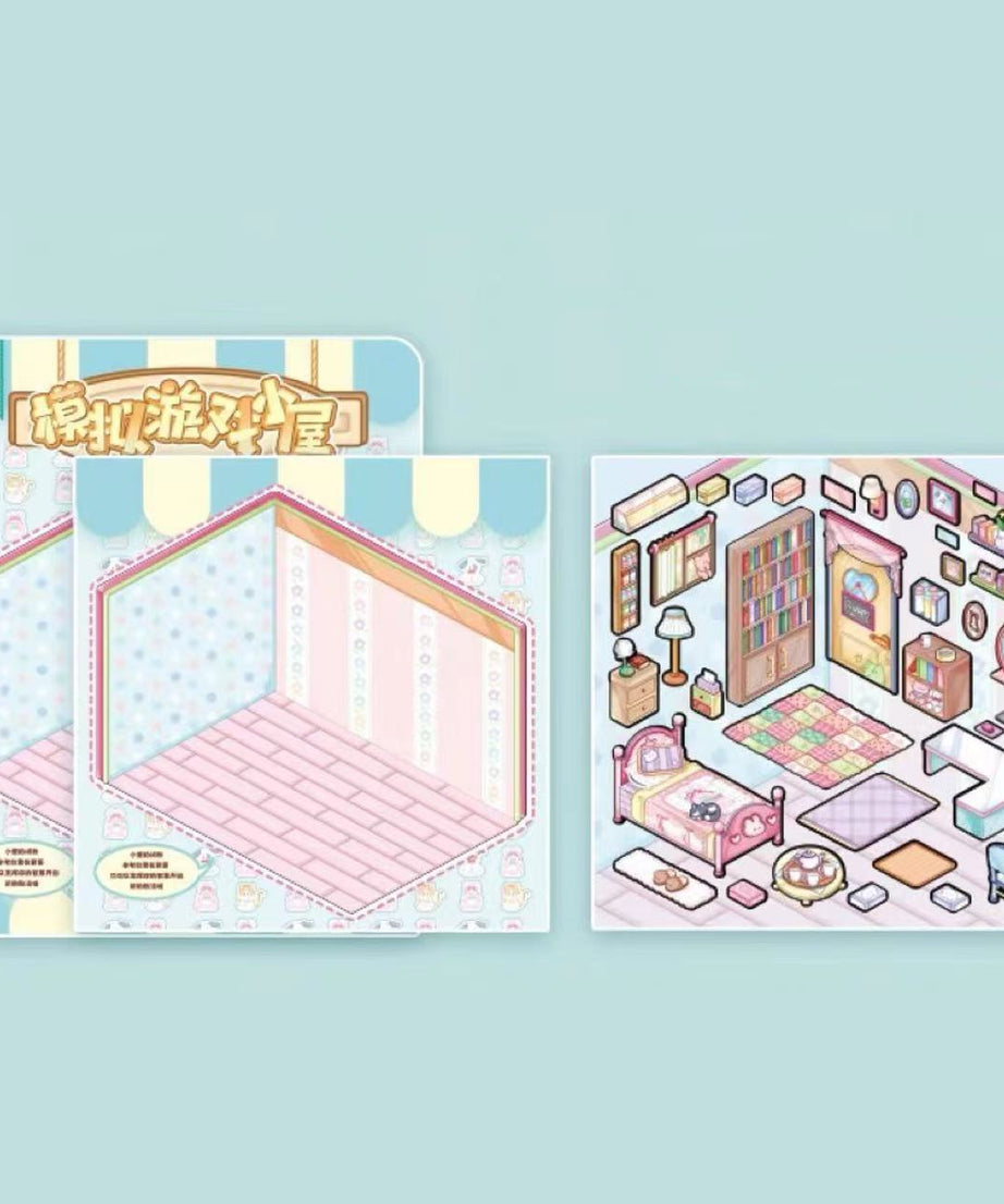 Business Simulation Game Sticker Scene Play Set, Clothing Store|Restaurant|Bakery Shop