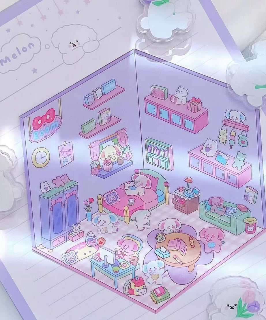 Create Adorable Sticker Scenes with Dog-Themed Bakery Shop | Market