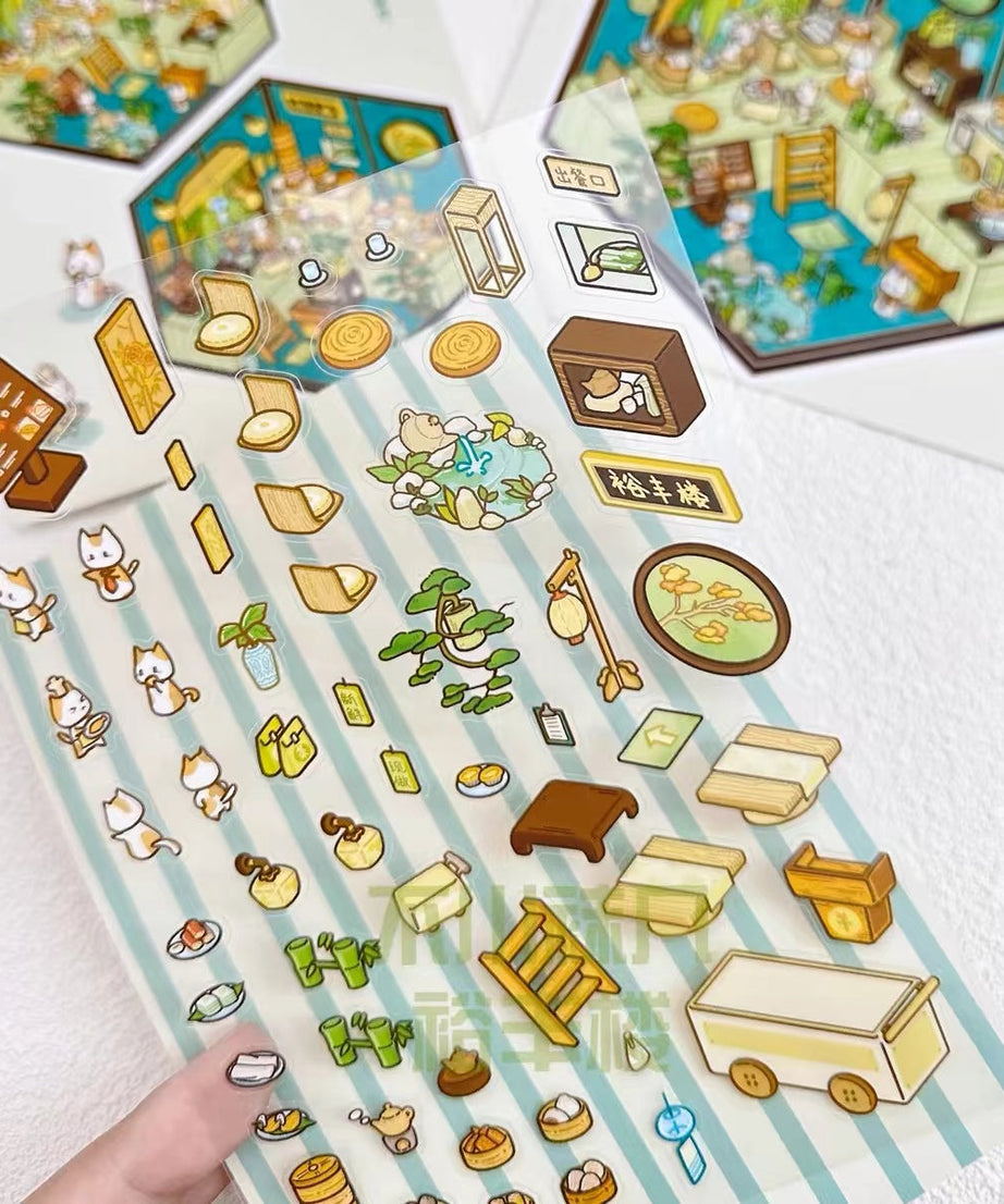 DIY 3D Sticker Scenes|Pizza Shop|Hot Spring|Dim Sum Restaurant|Convenience Store