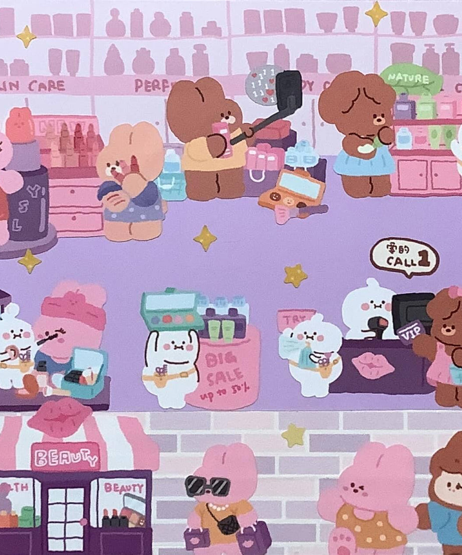 DIY Shopping Street Sticker Scene|Makeup Store|Pet Store|Clothing Store|Fitness