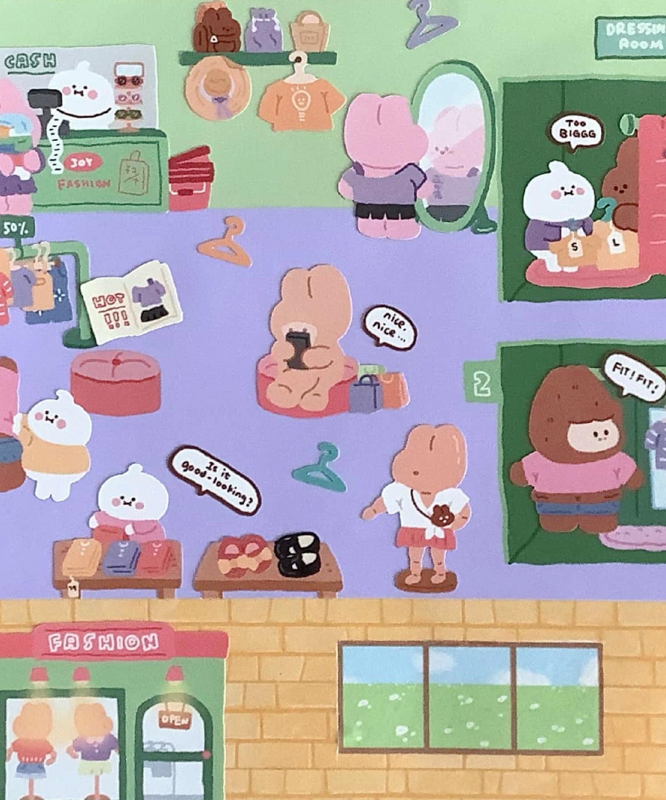 DIY Shopping Street Sticker Scene|Makeup Store|Pet Store|Clothing Store|Fitness