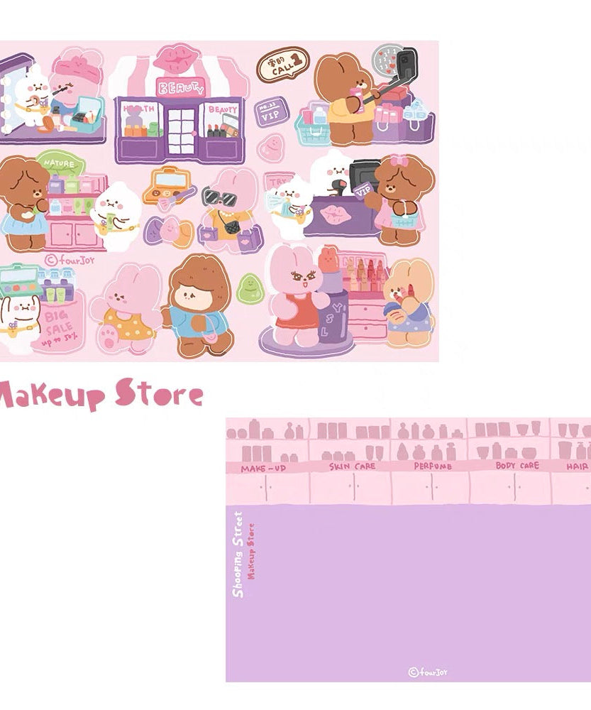 DIY Shopping Street Sticker Scene|Makeup Store|Pet Store|Clothing Store|Fitness