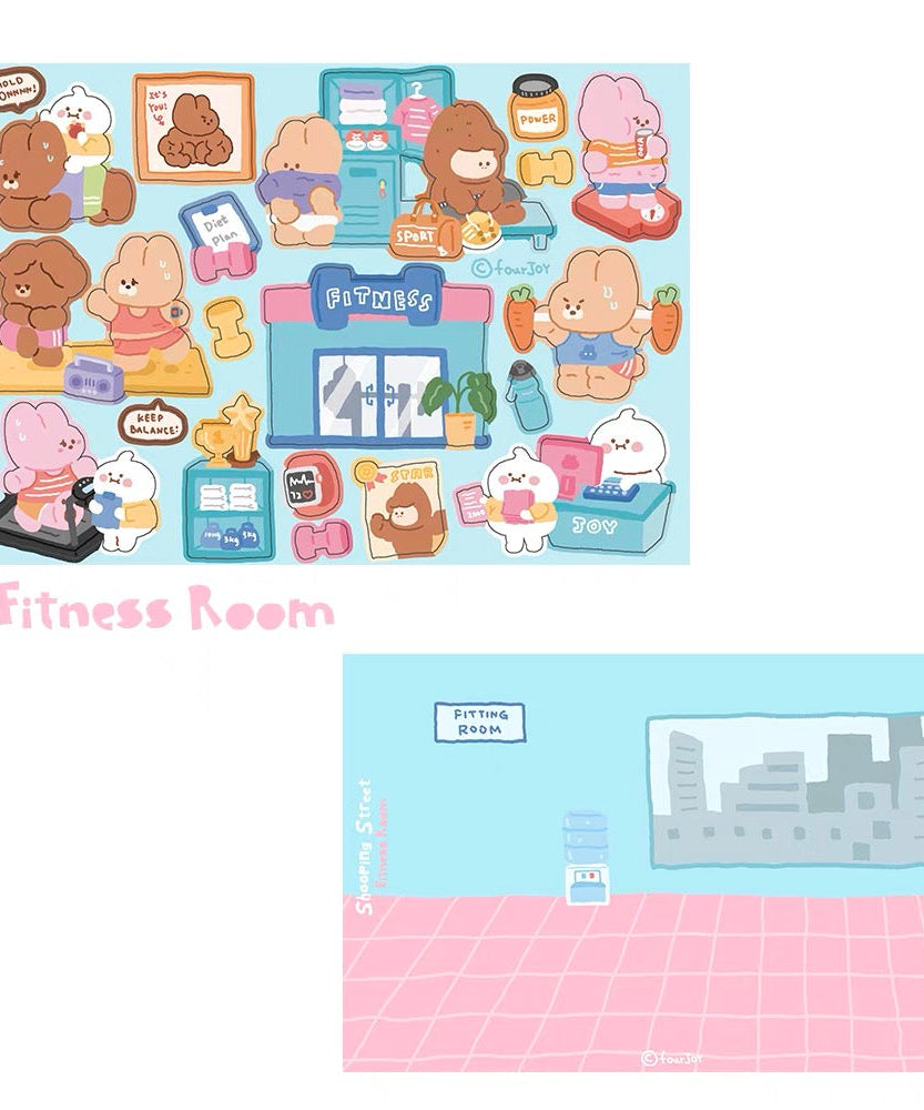 DIY Shopping Street Sticker Scene|Makeup Store|Pet Store|Clothing Store|Fitness