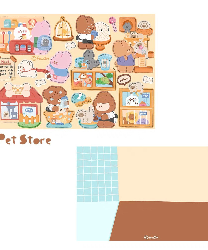 DIY Shopping Street Sticker Scene|Makeup Store|Pet Store|Clothing Store|Fitness