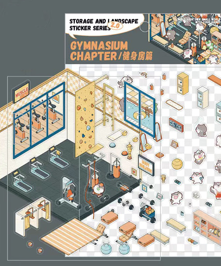Stickers Scene, Make your Own Warm Home|Music Bar|Hot Spring|Gymnasium