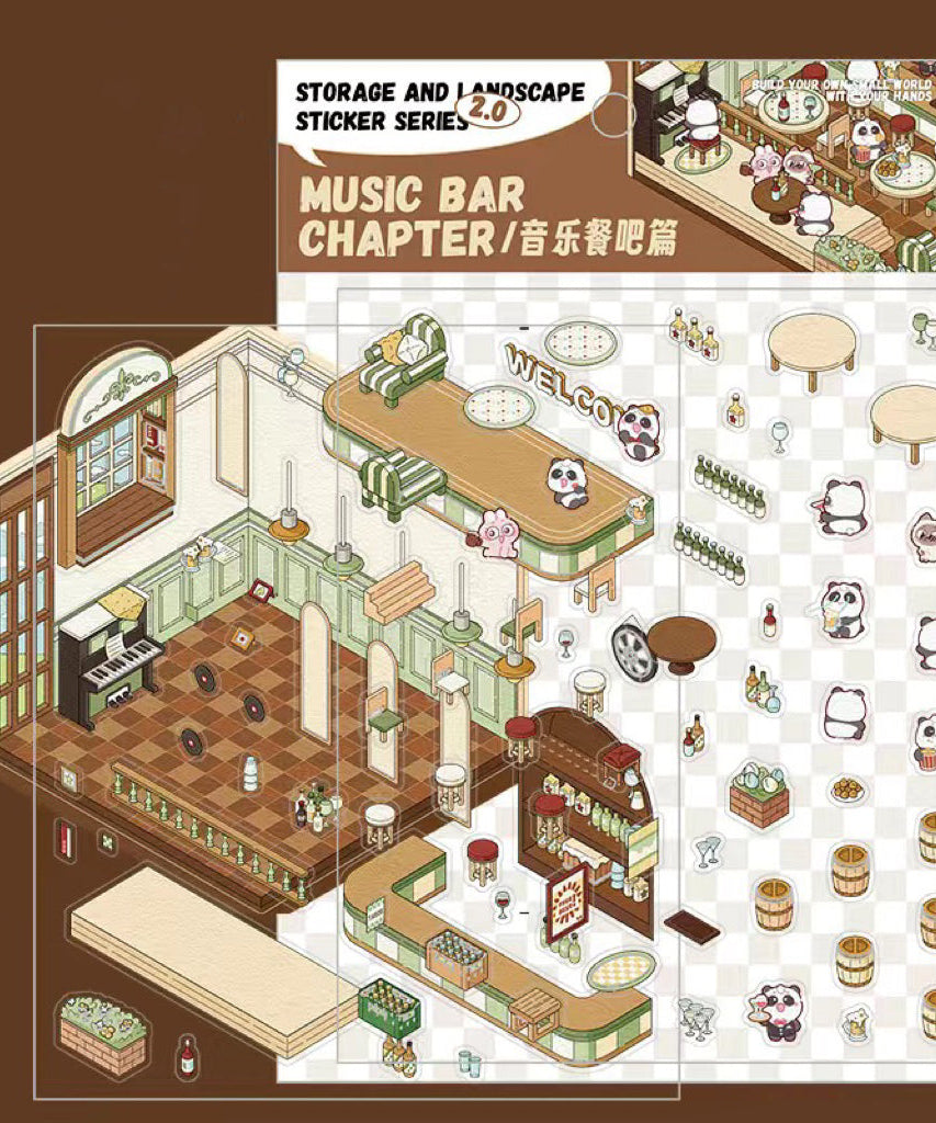 Stickers Scene, Make your Own Warm Home|Music Bar|Hot Spring|Gymnasium
