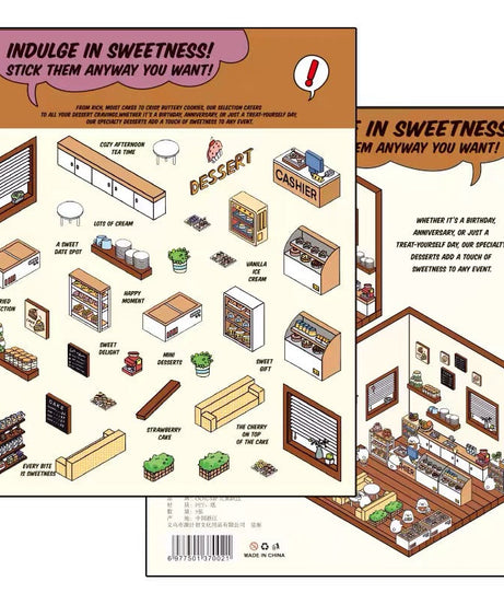 DIY 3D Sticker Scene,Make Your Own Baking Shop|Fresh Market|Bookstore|Laundry