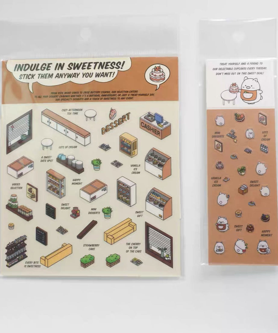 DIY 3D Sticker Scene,Make Your Own Baking Shop|Fresh Market|Bookstore|Laundry