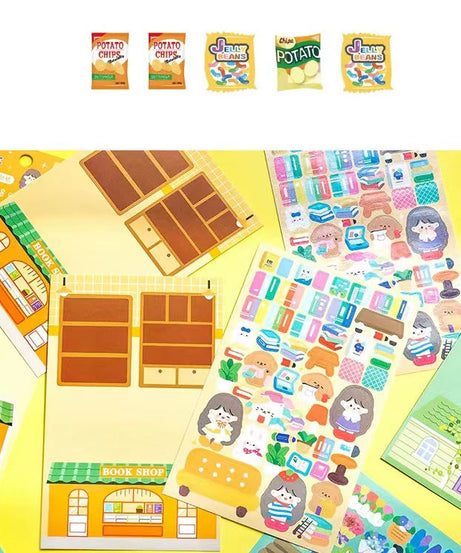 DIY Sushi Restaurant|Flower House|Cake Bread Shop|Book Shop|Shopping Sticker Scene