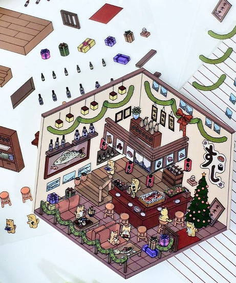 Stickers Scene, Make your Own Apartment|Forest Bookstore|Sushi Bar|Cocoa Cafe
