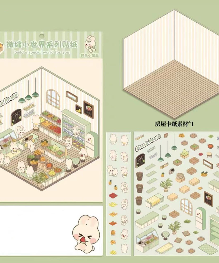 Sticker Play Scenes! Build 3D Izakaya|Chinese Convenience Store|Fresh Fruit|Bakery Shop