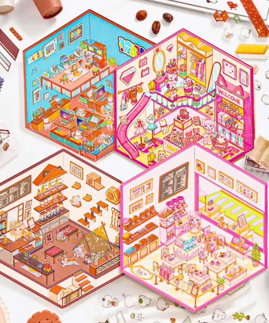3D Sticker Play Scenes! Pet Coffee|Dessert Store|Girl Shop|Video Arcade