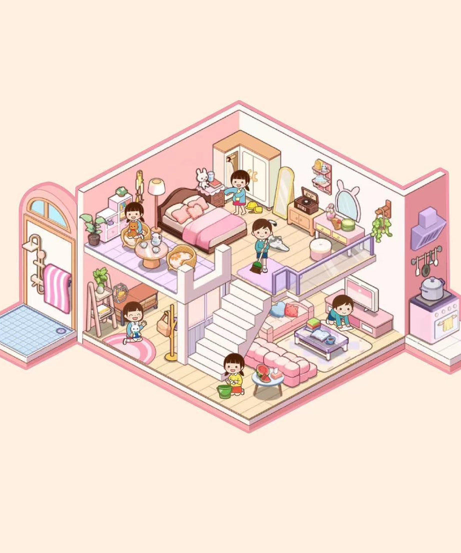3D Sticker Play Scenes! Create Pool Party|Dessert Street|Pink Loft|Video Arcade