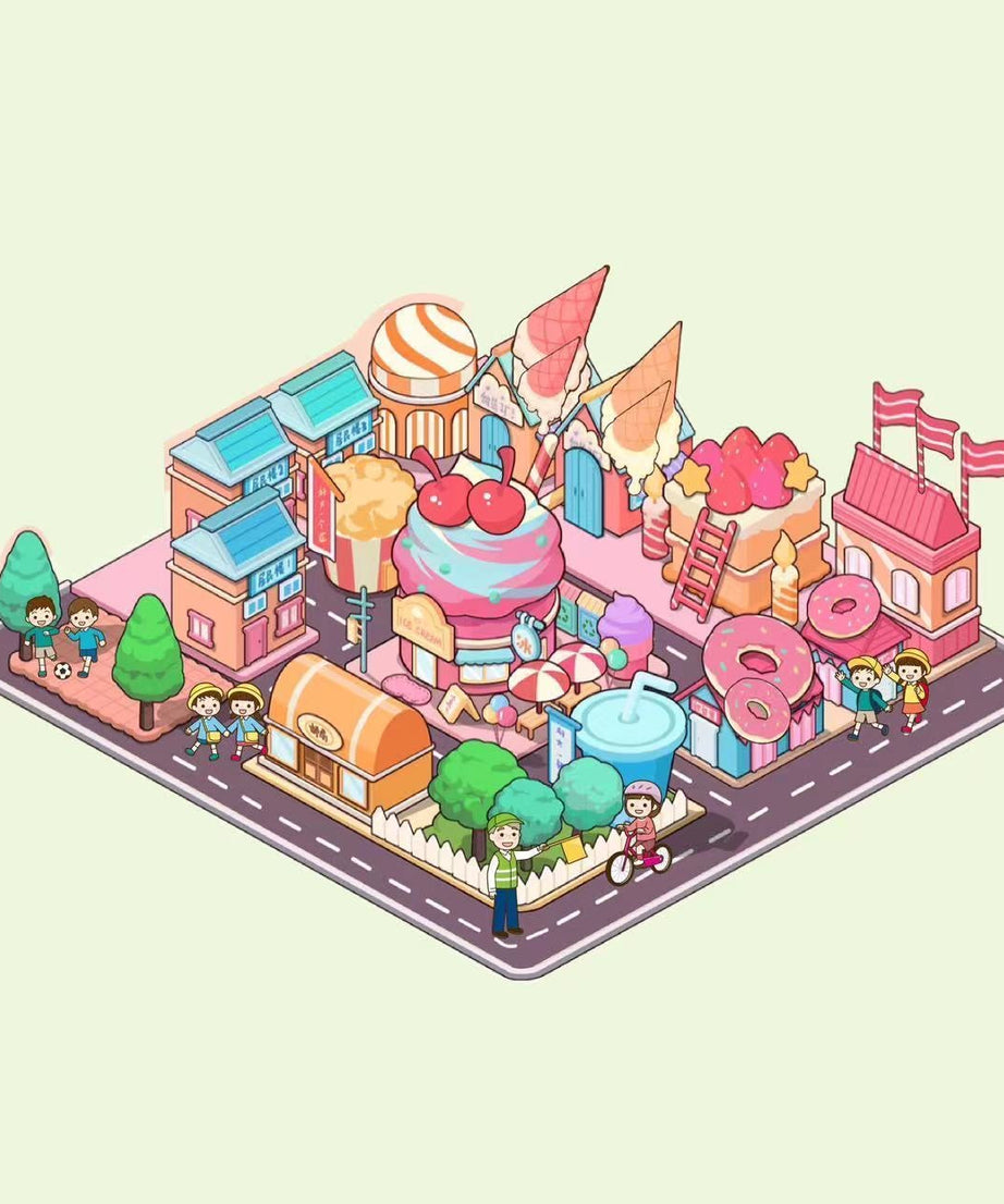 3D Sticker Play Scenes! Create Pool Party|Dessert Street|Pink Loft|Video Arcade