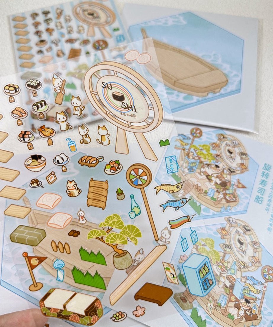DIY 3D Sticker Scenes|Pizza Shop|Hot Spring|Dim Sum Restaurant|Convenience Store