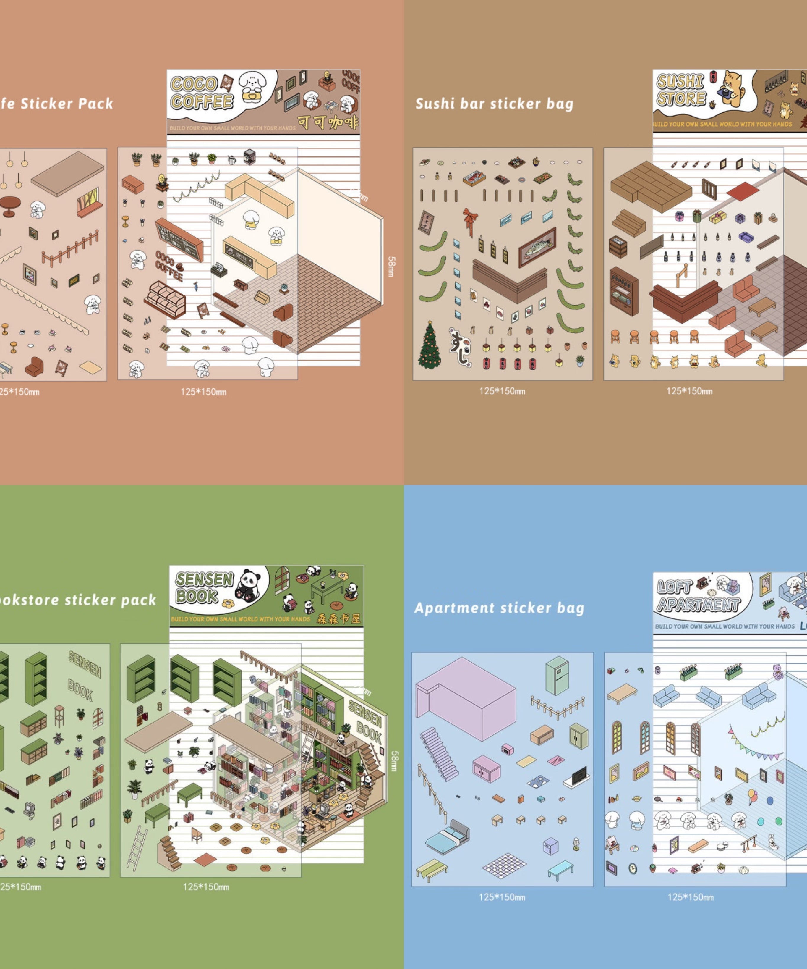 Stickers Scene, Make your Own Warm Home|Music Bar|Hot Spring|Gymnasium