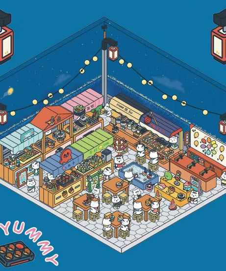 3D Miniature Scene Stickers, Make Claw Machine|Night Market|Bookstore|BurgerShop