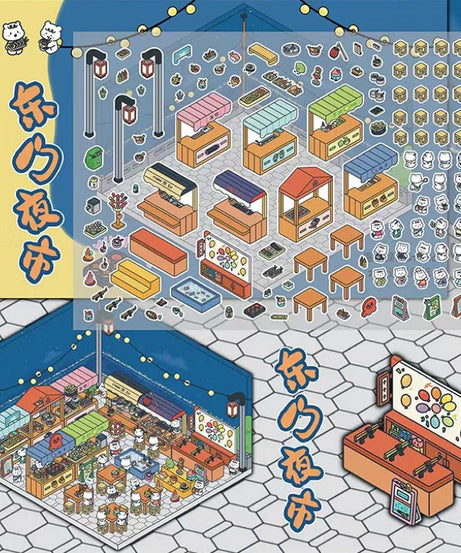 Sticker Scenes! Create DIY Bookstore|Izakaya|Sweet Cake|Burger Shop|Hotpot Restaurant