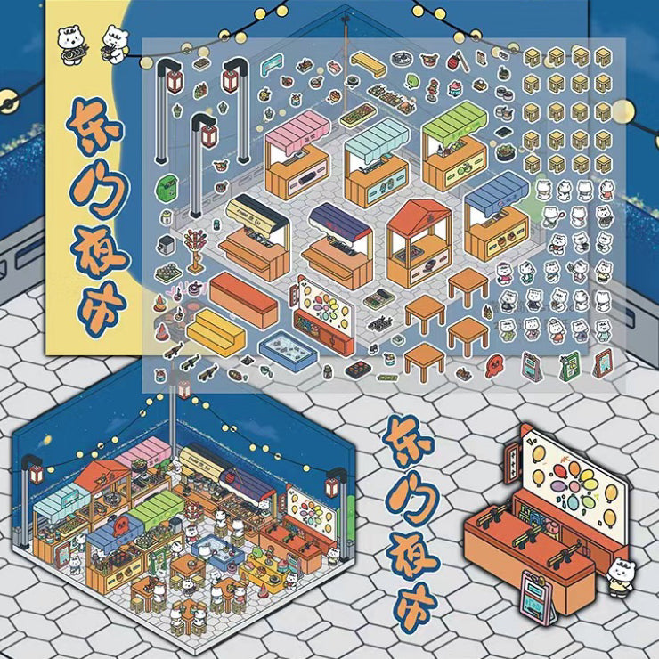 Sticker Scenes! Create DIY Bookstore|Izakaya|Sweet Cake|Burger Shop|Hotpot Restaurant