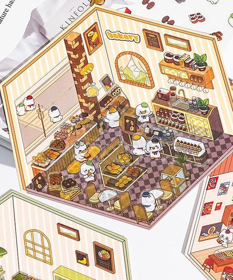 Sticker Play Scenes! Build 3D Izakaya|Chinese Convenience Store|Fresh Fruit|Bakery Shop