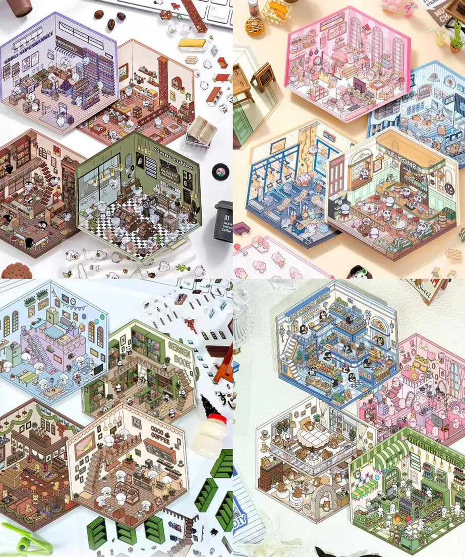 Stickers Scene, Make your Own Apartment|Forest Bookstore|Sushi Bar|Cocoa Cafe
