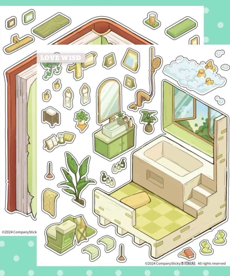 DIY Miniature Sticker Scene, Make Your Own Living Room|Bathroom|Kitchen
