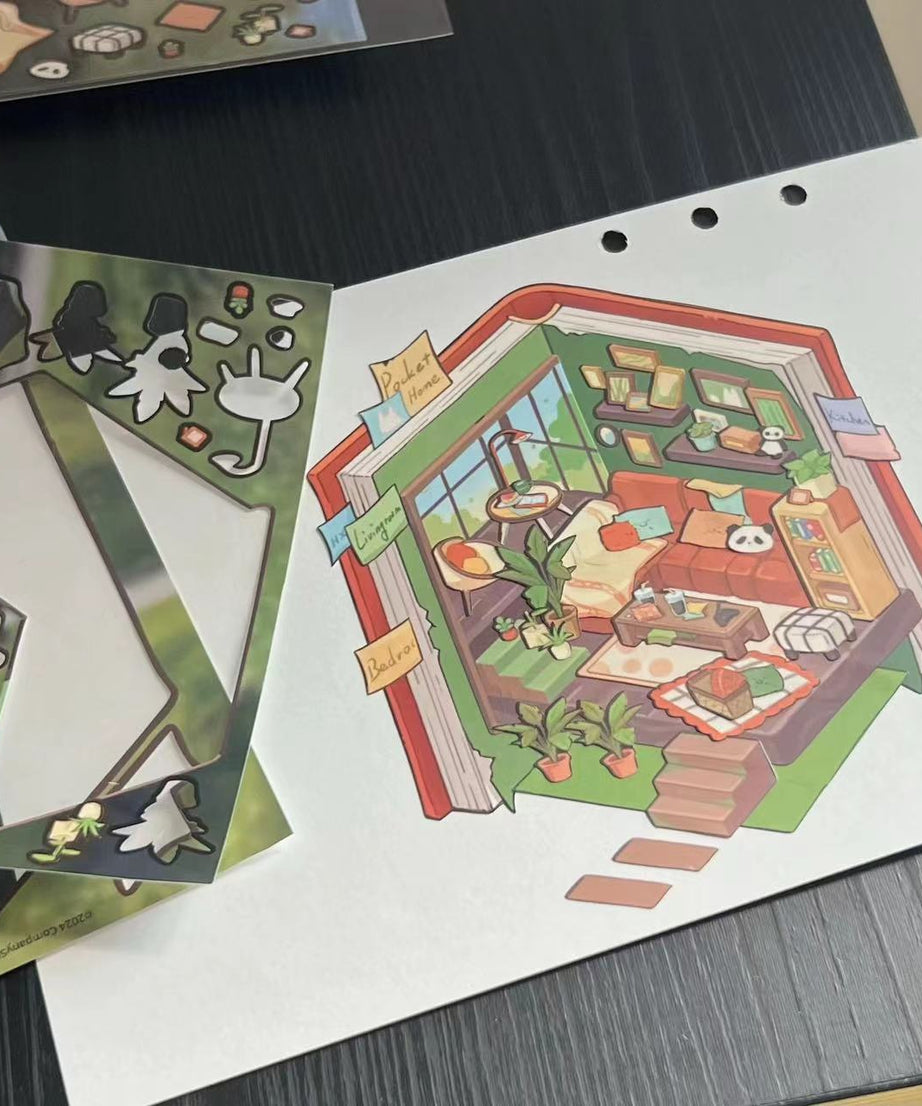 DIY Miniature Sticker Scene, Make Your Own Living Room|Bathroom|Kitchen
