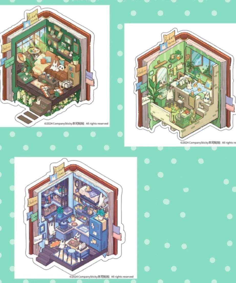 DIY Miniature Sticker Scene, Make Your Own Living Room|Bathroom|Kitchen