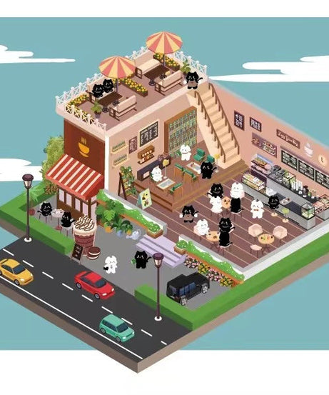 Miniature Sticker Scenes! DIY 3D Coffee Shop|Happy Farming|Dream House