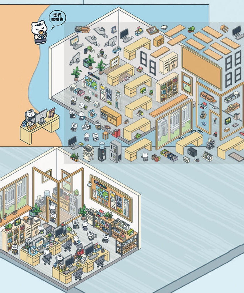 3D Miniature Scene DIY Work Time Bookstore Claw Machine Night Market Stickers