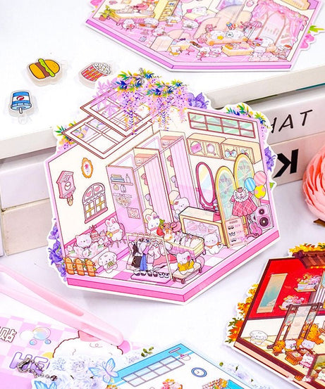 Sticker Scene: Make Warm Home|Clothing Shop|Chinese Restaurant|Hot Spring