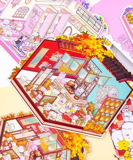Sticker Scene: Make Warm Home|Clothing Shop|Chinese Restaurant|Hot Spring