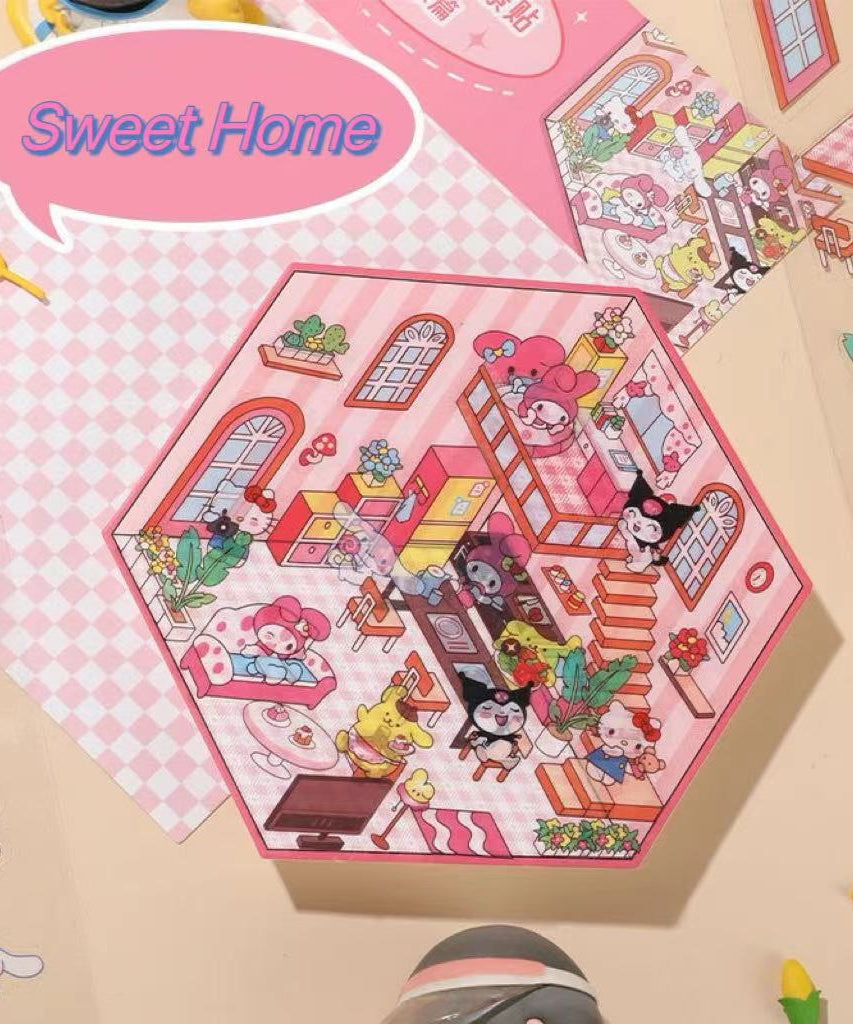Cartoon 3D Scene Sticker: Make Your Own Kawaii Sweet Home|Coffee Shop|Cake Shop