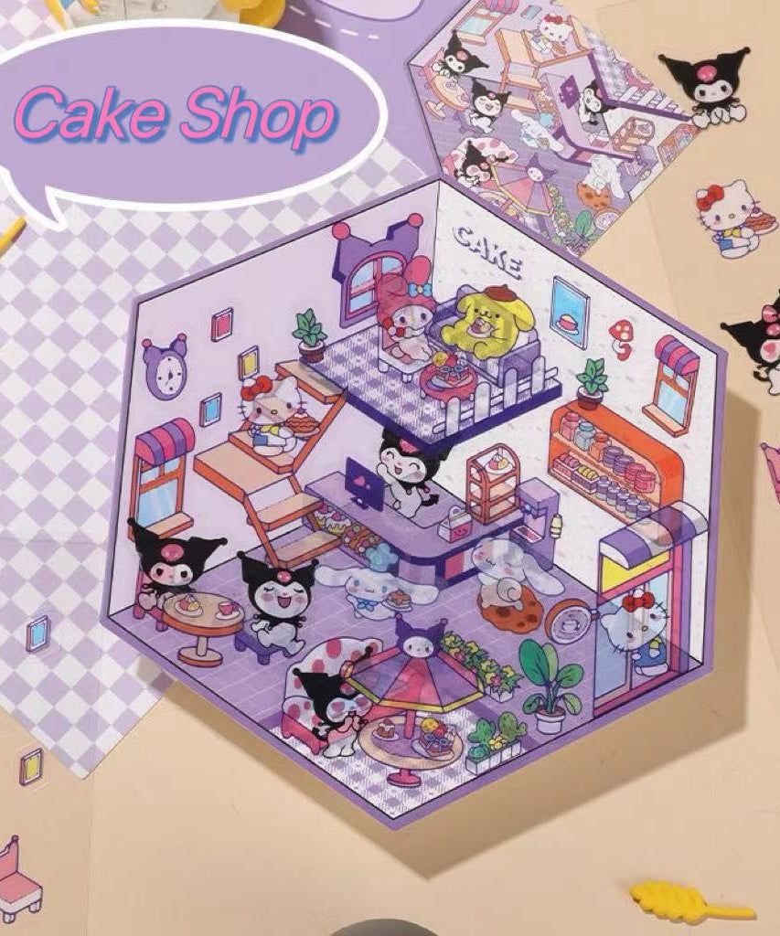 Cartoon 3D Scene Sticker: Make Your Own Kawaii Sweet Home|Coffee Shop|Cake Shop