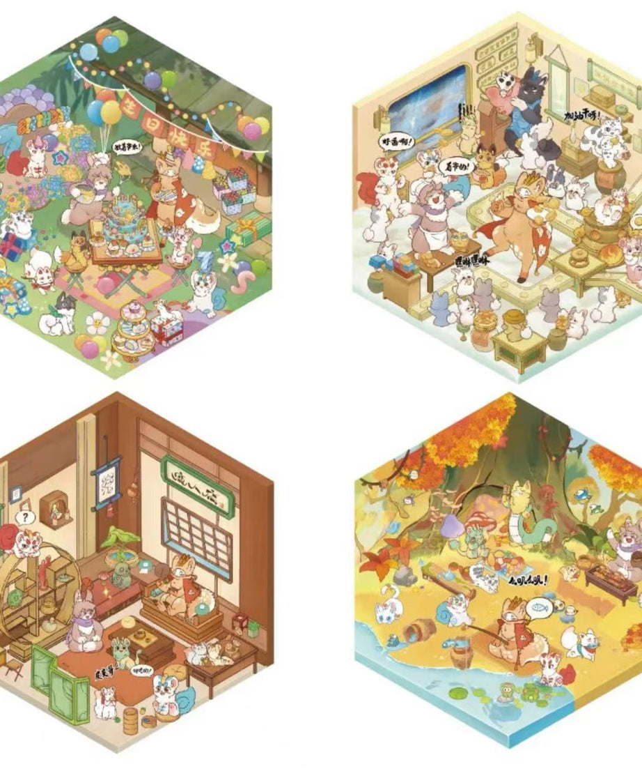 Animal Sticker Scene, DIY 3D Autumn BBQ|Birthday Party|Mooncake Factory|Living Room