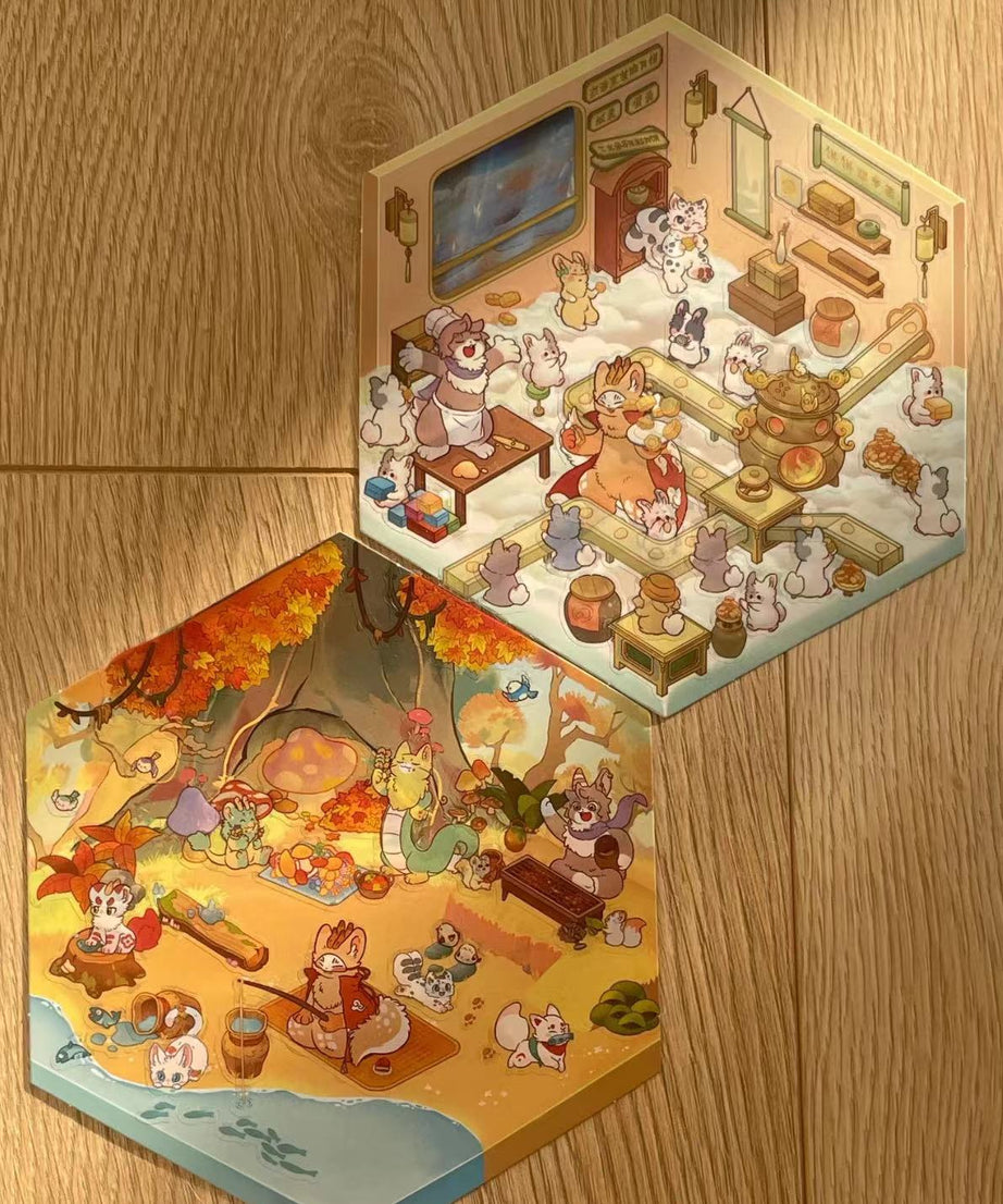 Animal Sticker Scene, DIY 3D Autumn BBQ|Birthday Party|Mooncake Factory|Living Room