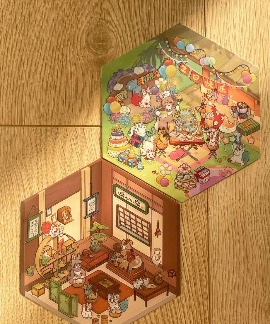 Animal Sticker Scene, DIY 3D Autumn BBQ|Birthday Party|Mooncake Factory|Living Room