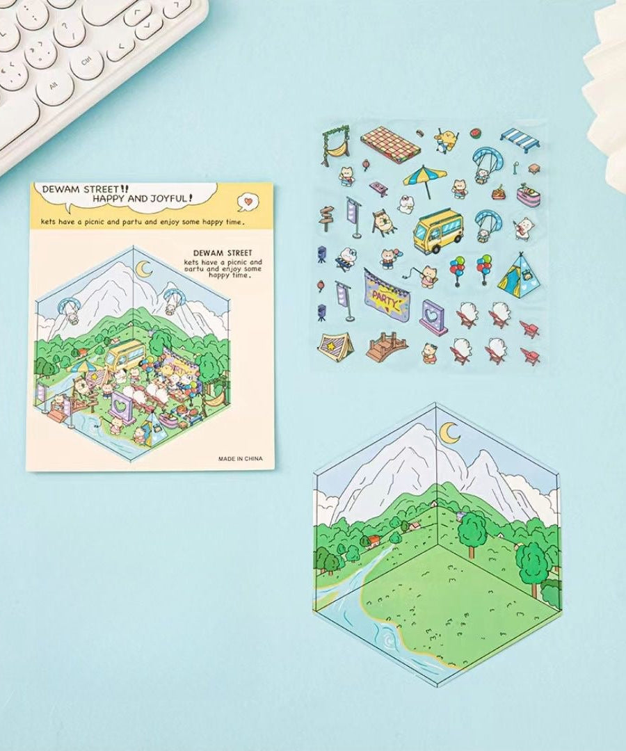 Sticker Scene: DIY Picnic|Magical Library|Spring Party|Beach|Amusement Park|Record Store