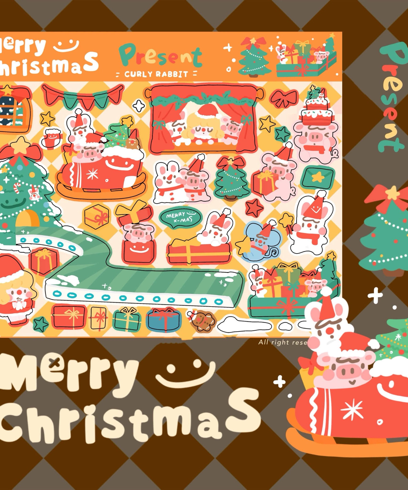 Christmas Stickers|Scrapbook Stickers|Sticker Sheet|Journal Stickers