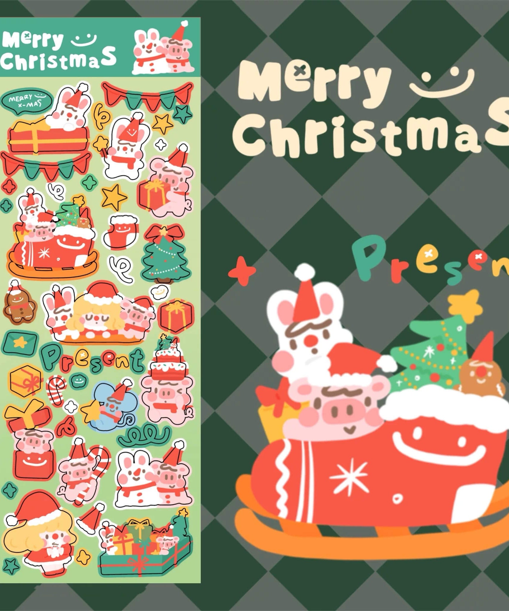 Christmas Stickers|Scrapbook Stickers|Sticker Sheet|Journal Stickers