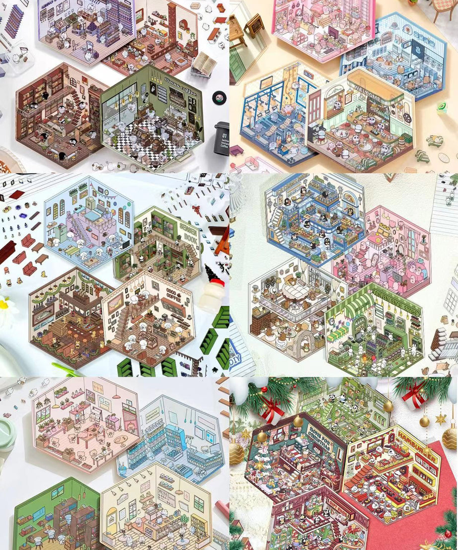 Stickers Scene, Make your Own Supermarket|Coffee Shop|Restaurant|Bookstore