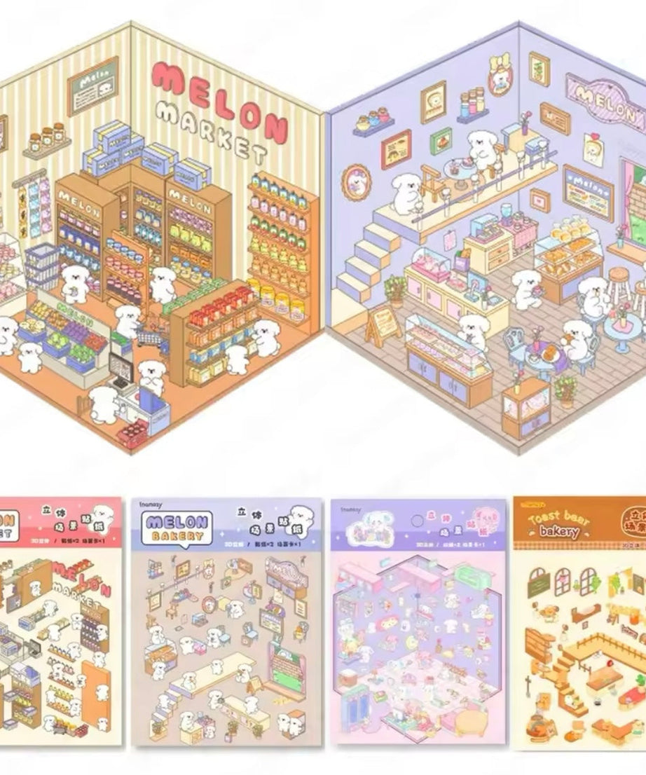 Create Adorable Sticker Scenes with Dog-Themed Bakery Shop | Market